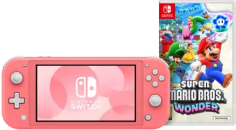 Nintendo Switch Lite Koraal + Super Mario Bros. Wonder + Beschermhoes