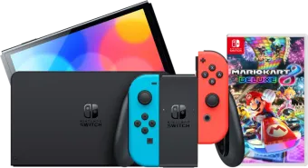Nintendo Switch OLED Blauw Rood + Mario Kart 8 Deluxe