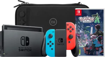 Nintendo Switch Rood/Blauw + Pokemon Legends: Z-A + BlueBuilt Beschermhoes
