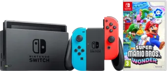 Nintendo Switch Rood/Blauw + Super Mario Bros. Wonder