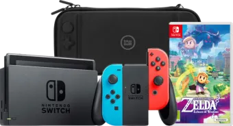 Nintendo Switch Rood/Blauw + Zelda: Echoes of Wisdom + BlueBuilt Beschermhoes