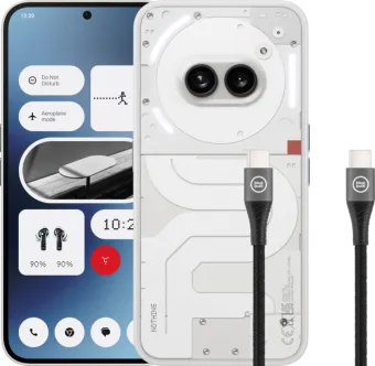 Nothing Phone (2a) 128GB Wit 5G + BlueBuilt Usb C Kabel 1,5m Nylon Zwart