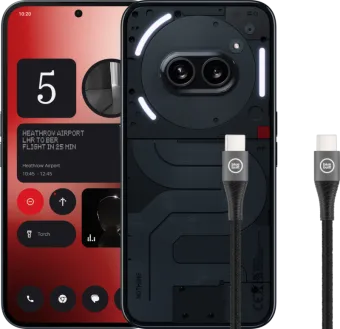Nothing Phone (2a) 256GB Zwart 5G + BlueBuilt Usb C Kabel 1,5m Nylon Zwart