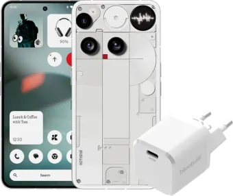 Nothing Phone (3) 256GB Wit 5G + BlueBuilt Oplader met Usb C Poort 45W Wit