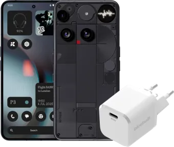 Nothing Phone (3) 512GB Zwart 5G + BlueBuilt Oplader met Usb C Poort 45W Wit