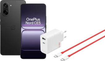 OnePlus Nord CE 5 128GB Zwart 5G + OnePlus SuperVOOC Oplader 80W 2 Poorten + Usb C kabel