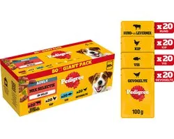 Pedigree Hondenvoer - Mix Selectie in Gelei - Maaltijdzakjes - 80x100g