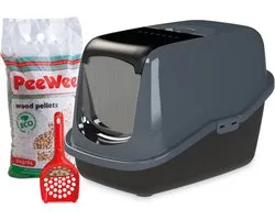 PeeWee Kattenbak EcoHus Startpakket - Antraciet - 56 x 39 x 38,5 cm