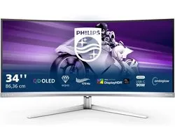 Philips Evnia 34M2C8600 - Curved QHD OLED Gaming Monitor - USB-C 90w - 175hz - Ambiglow - 34 inch