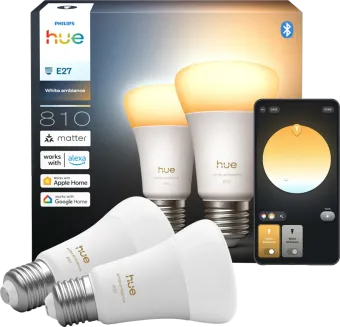 Philips Hue A60 White Ambiance 810lm E27 2-pack