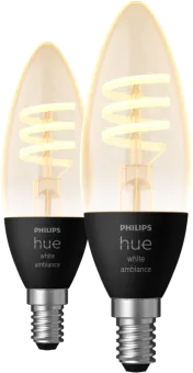 Philips Hue Filamentlamp White Ambiance kaarslamp E14 2-pack