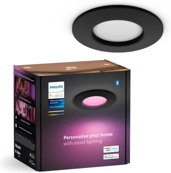 Philips Hue inbouwspot Slim - White and color - 90mm - zwart Philips Hue inbouwspot Slim - White and color - 90mm - zwart