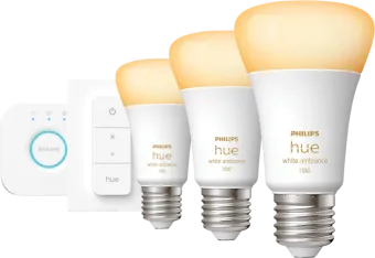 Philips Hue White Ambiance Starter Pack E27 met 3 lampen, dimmer + Bridge
