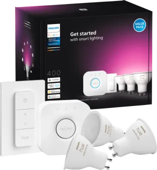 Philips Hue White and Color GU10 Starter Pack - 3 lampen + Bridge + Dimmer