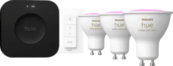 Philips Hue White and Color Starter Pack GU10 3-pack 400lm + Bridge Pro