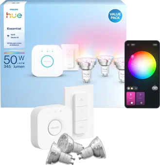 Philips Hue White and Color Starter Pack GU10 3-pack + Bridge