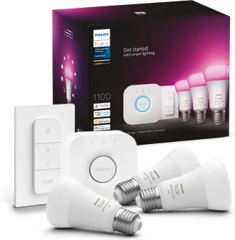 Philips Hue White & Color Starter Pack E27 met 3 lampen, dimmer + Bridge Philips Hue White & Color Starter Pack E27 met 3 lampen, dimmer + Bridge