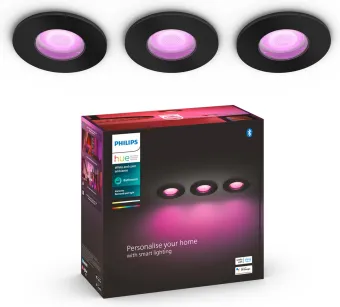 Philips Hue Xamento badkamer inbouwspot White and Color - Zwart - Rond 3-pack Philips Hue Xamento badkamer inbouwspot White and Color - Zwart - Rond 3-pack