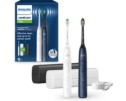 Philips Sonicare 5500 Series - Elektrische Tandenborstels - Wit & Blauw Duopack - 2 Reisetuis - Wittere tanden - HX7119/01