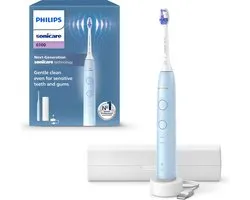 Philips Sonicare 6100 series - Elektrische Tandenborstel - Lichtblauw - Sensitive opzetborstel - Reisetui - Gevoelige tanden - HX7406/02