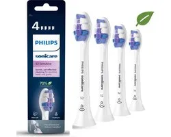 Philips Sonicare Optimal Sensitive - Opzetborstels voor Elektrische Tandenborstel - Wit - Verpakking van 4 - HX6054/10 - Gevoelige tanden