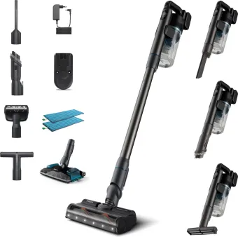 Philips Steelstofzuiger met Dweilfunctie XC8055/01 Aqua Plus - Draadloos en Zonder Zak - Zuigmond met LED Verlichting - Kruimeldief - Batterijduur tot 80 min - Lichtgewicht - Blauw Philips Steelstofzuiger met Dweilfunctie XC8055/01 Aqua Plus - Draadloos en Zonder Zak - Zuigmond met LED Verlichting - Kruimeldief - Batterijduur tot 80 min - Lichtgewicht - Blauw