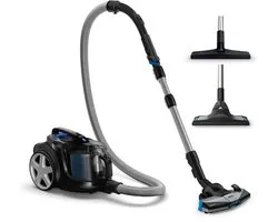 Philips Stofzuiger zonder Zak FC9741/09 - Alle Vloertypen - Sterke Zuigkracht - Met HEPA 13 Allergiefilter - Lang Snoer - Incl 4 Extra Mondstukken - Zwart