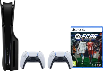 PlayStation 5 Slim Disc Edition + FC 26 + Covers Zwart + Extra Controller Wit