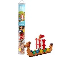 Plus-Plus - Vikingschip Tube - Constructiespeelgoed - Set Met Bouwstenen - 100 Delige Bouwset - Bouwspeelgoed - Vanaf 3 Jaar