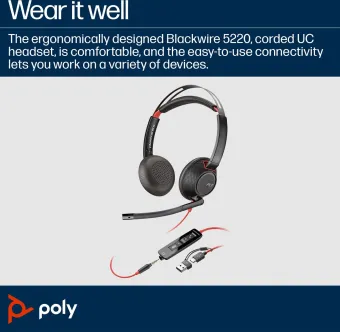 Poly Blackwire 5220 MS Bedrade Office Headset
