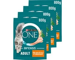 PURINA(R) ONE(R) Adult - Kattenbrokjes - Kip & Volkoren Granen - 4 x 800 g