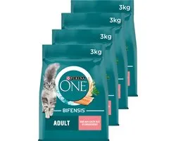 PURINA(R) ONE(R) Adult - Kattenbrokjes - Zalm & Volkoren Granen - 4 x 3 kg