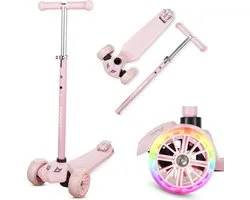 Rockerz Kinderstep met lichtgevende wielen - Step In 4 hoogtes verstelbaar - Veilig en stabiel steppen - Uniek design - 3-8 jaar - Lichtroze