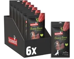 Rosewood Chewy Bones Eend Medium - Kauwkluiven voor Honden - Met Eend & Runderhuid - Graanvrij & Glutenvrij - Zonder Kunstmatige Toevoegingen - 6 stuks a 80g