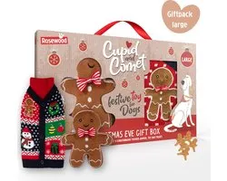 Rosewood - Cupid&Comet - Giftset -Honden trui, speeltje & snack - Peperkoekman- Gingerbread - kerst - Large