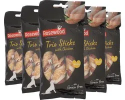 Rosewood Tricolor Sticks - Kip - Medium - 6 zakjes van 3 Kauwstaven