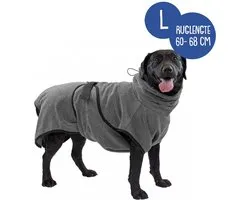Royal Dry Badjas Hond - Microvezel Hondenbadjas - L - Ruglengte 60-68 cm - Grijs