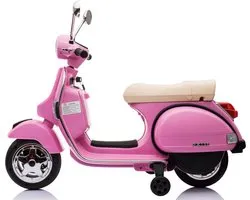 Roze Vespa PX150, elektrische scooter voor kinderen 12V 4.5Ah, 1 plaats met radio