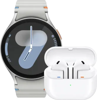 Samsung Galaxy Watch 7 4G Zilver 44mm + Galaxy Buds3 Wit