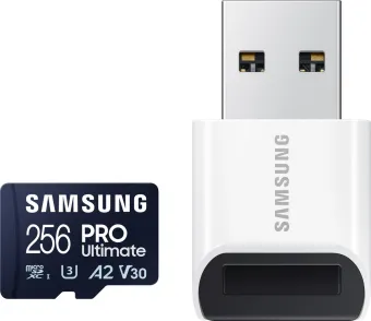 Samsung MicroSDXC PRO Ultimate 256GB 200MB/s + USB lezer Samsung MicroSDXC PRO Ultimate 256GB 200MB/s + USB lezer