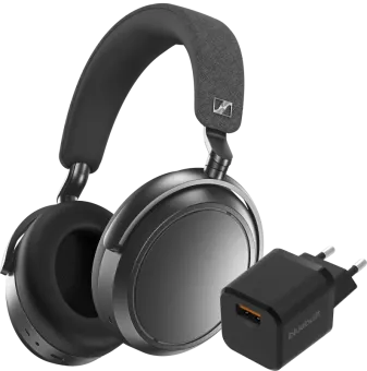 Sennheiser Momentum 4 Wireless Grijs + BlueBuilt Quick Charge Oplader met Usb A Poort 18W
