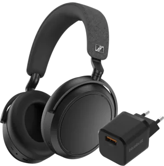 Sennheiser Momentum 4 Wireless Zwart + BlueBuilt Quick Charge Oplader met Usb A Poort 18W