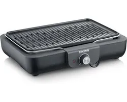 Severin PG 8556 - Electrische Tafel BBQ Grill - 2300 W - 230 degC - Geribbelde grillplaat - Zwart Roestvrijstaal