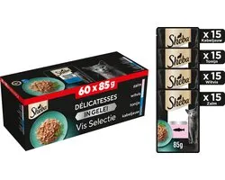 Sheba Delicatesse Maaltijdzakjes - Kattenvoer -Vis Selectie in gelei - 60x85 g