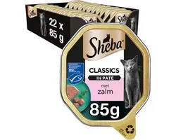 Sheba Kattenvoer - Classic Pate - Natvoer - Zalm - kuipjes 22x85g
