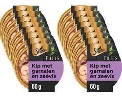 Sheba Kattenvoer - Filets - Garnaal & Oceaanvis & Kip in saus - 16x60g