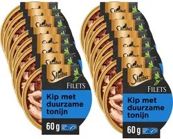 Sheba Kattenvoer - Filets - Tonijn en kip in saus - 16x60g