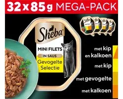Sheba Kattenvoer - Mini Filets - Gevogelte in Saus - 32x85g Mega-Pack