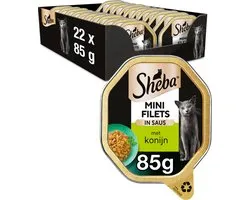Sheba Kattenvoer - Mini Filets - Konijn in Saus - kuipjes 22x85g
