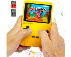 Silvergear Retro Game Console - Spelcomputer Voor Kinderen - Handheld - 240 Classic Games - Geel